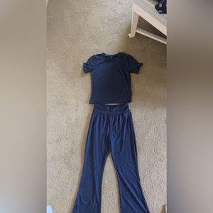 navy blue shirt and pant set